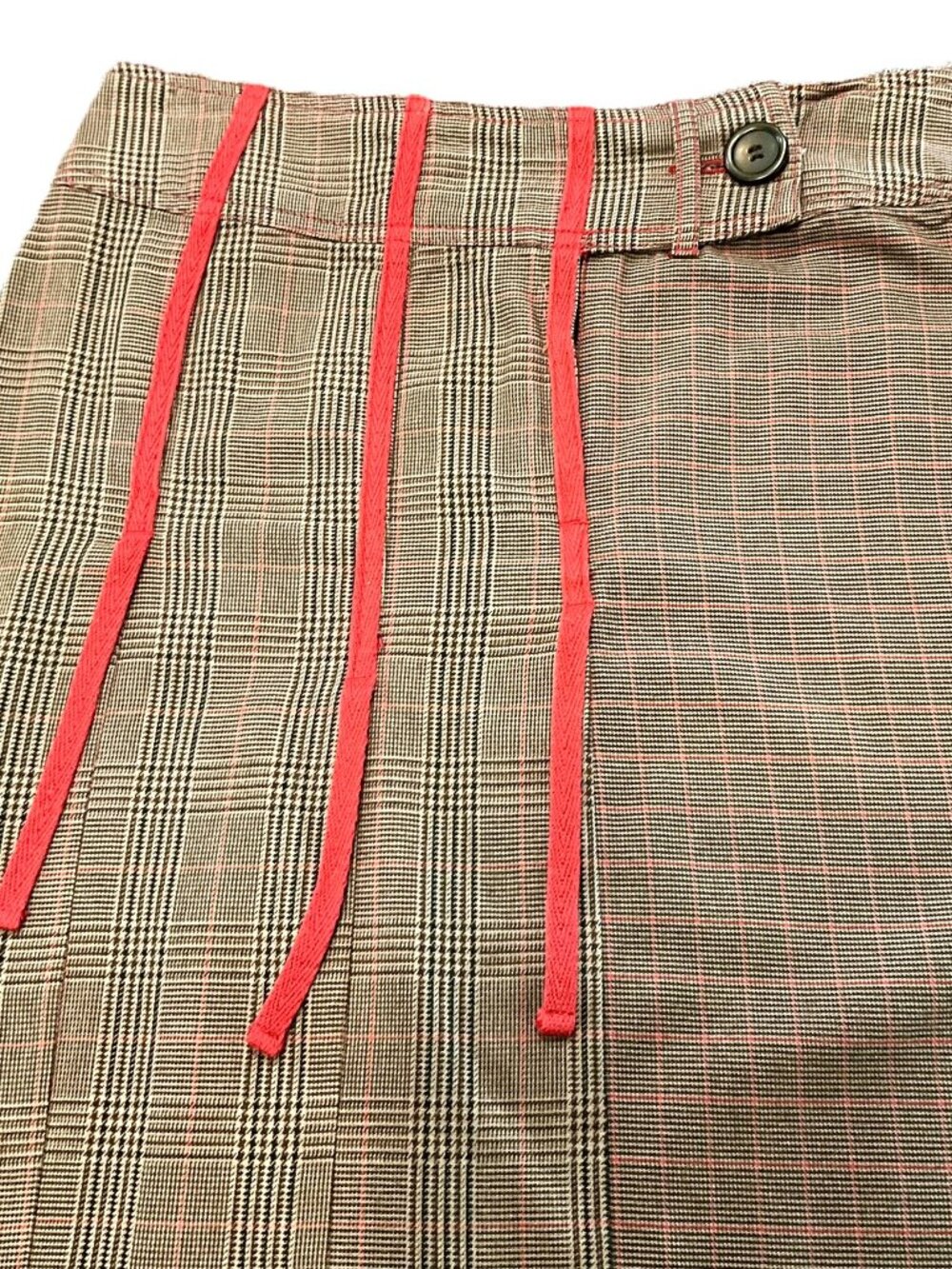 Promod Asymmetrical Plaid Skirt Red Trim Size EU 38 France - Picture 3 of 10